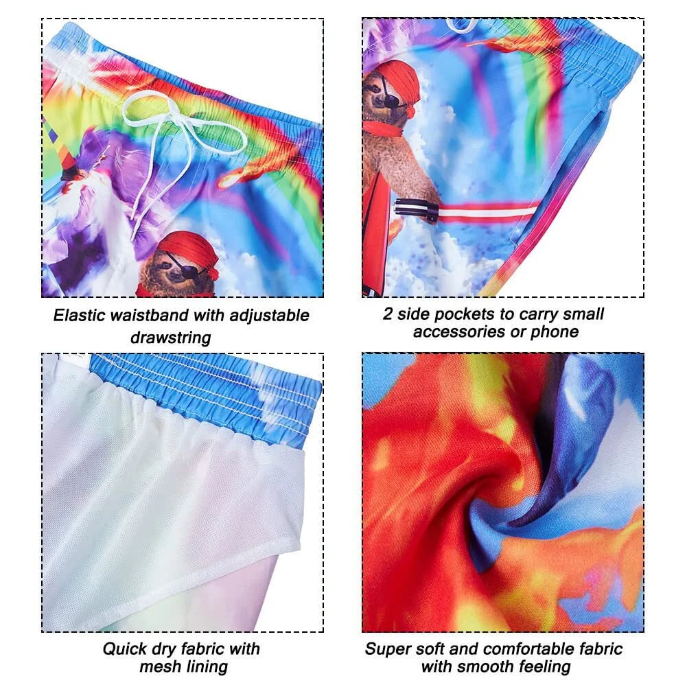 Men's Quick Dry Printed Board Shorts with Mesh Lining K29572