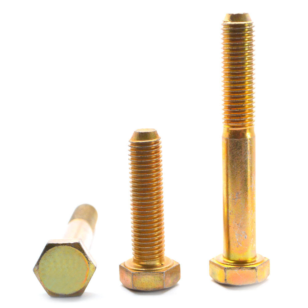9/16x22-12 x 5 1/2x22 (PT) Coarse Thread Grade 8 Hex Cap Screw Alloy Steel Yellow Zinc Plated A424