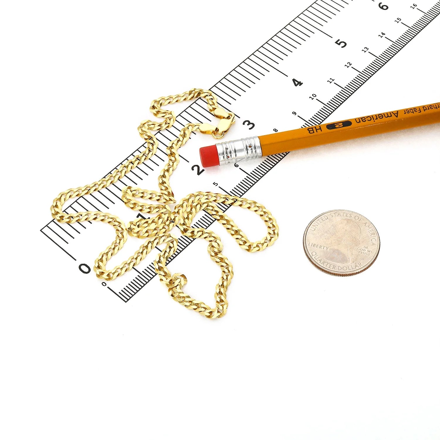 18K Gold Over Silver Cuban Chain 16"-20" K9344