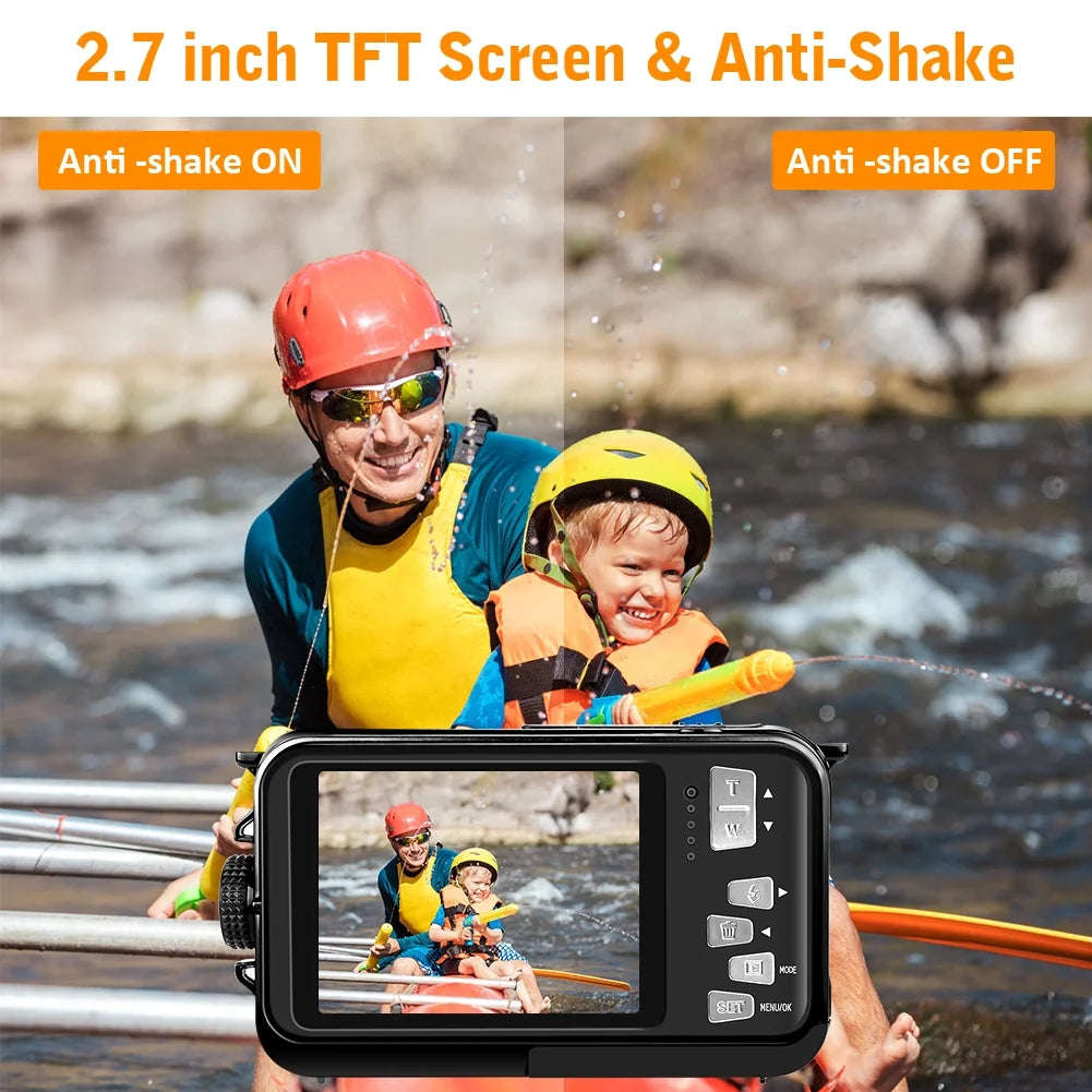 Black Waterproof Digital Camera 30 MP Full HD 1080P 16X Digital Zoom O7366