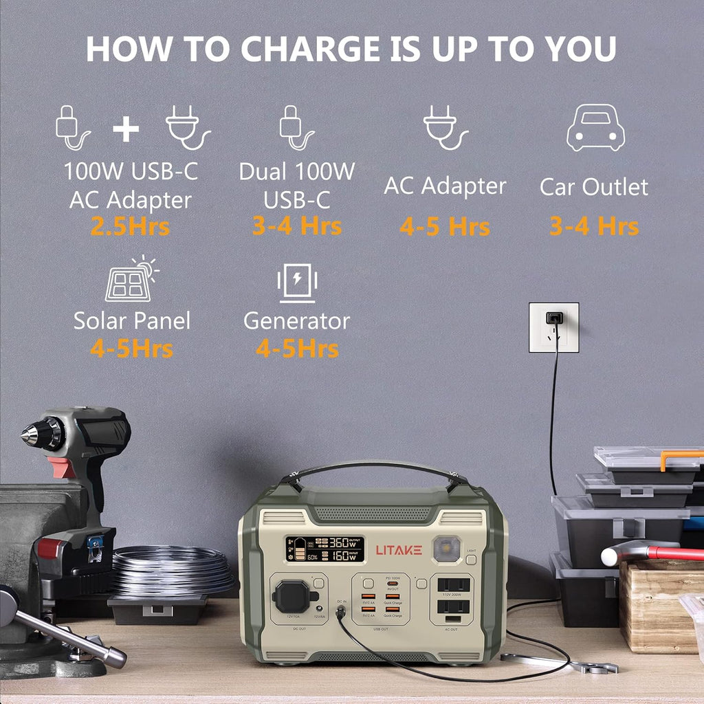 300W Portable Power Station with 2 AC Outlets Q986