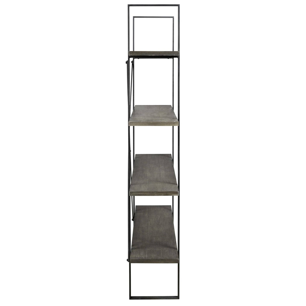 Black and Gray 4 Tier Metal Frame Bookcase A4513