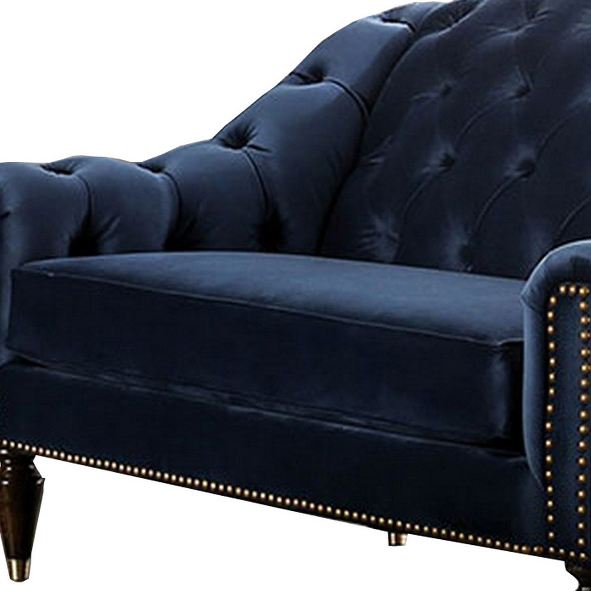 Blue & Gold Tufted Camelback Loveseat Z793087