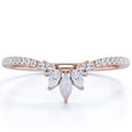 Vintage Marquise Fire Opal and Moissanite Stackable Wedding Band in 18K Rose Gold over Silver U2713