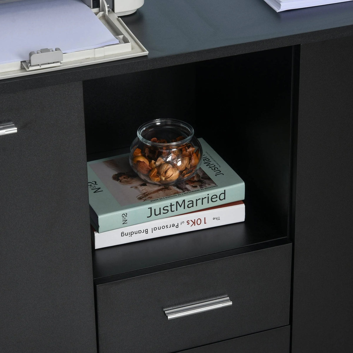 Black Mobile File Cabinet with Casters T25262