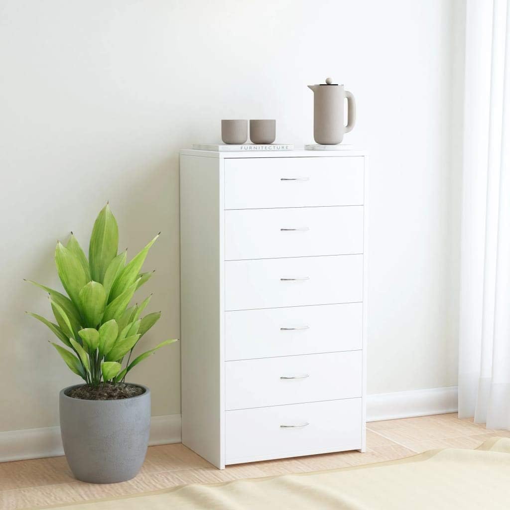 6 Drawer Chipboard Chest (White and Sonoma Oak) Z8546