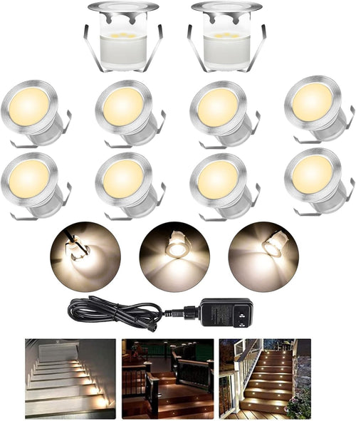 10 Pack IP67 Waterproof Dimmable Low Voltage Recessed LED Deck Light V78837