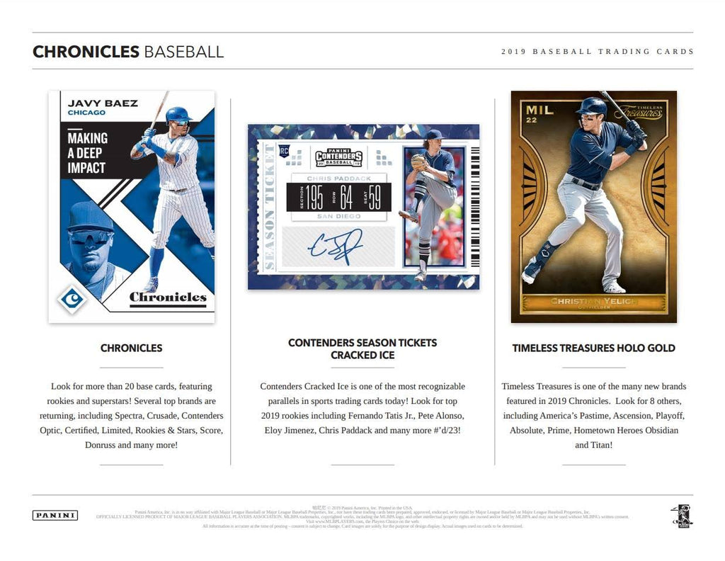 2019 Panini Chronicles Baseball Hobby Box H58294