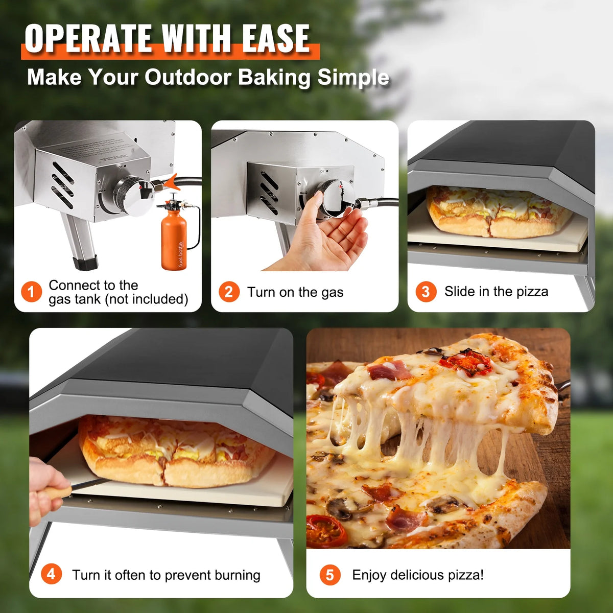 13" Portable Outdoor Pizza Oven Stainless Steel A7488