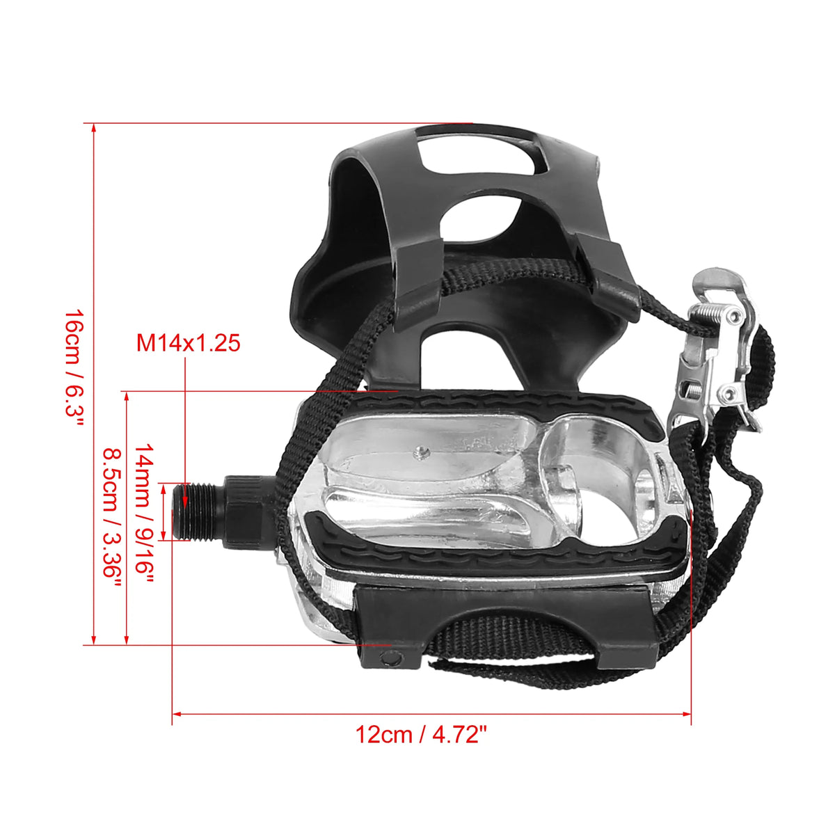 9/16'' Platform Bicycle Pedals with Toe Clip Foot Straps K456902