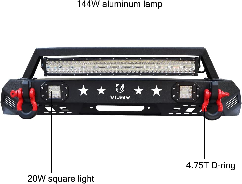 Textured Black Front and Rear Bumper with LED Lights and Winch Plate P87137