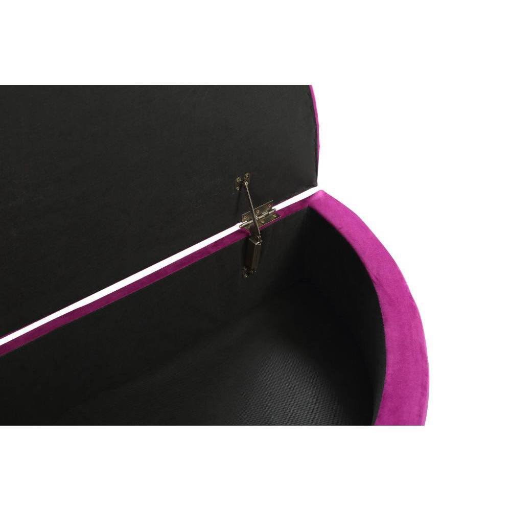 Plum Velvet Half Moon Storage Ottoman T3044