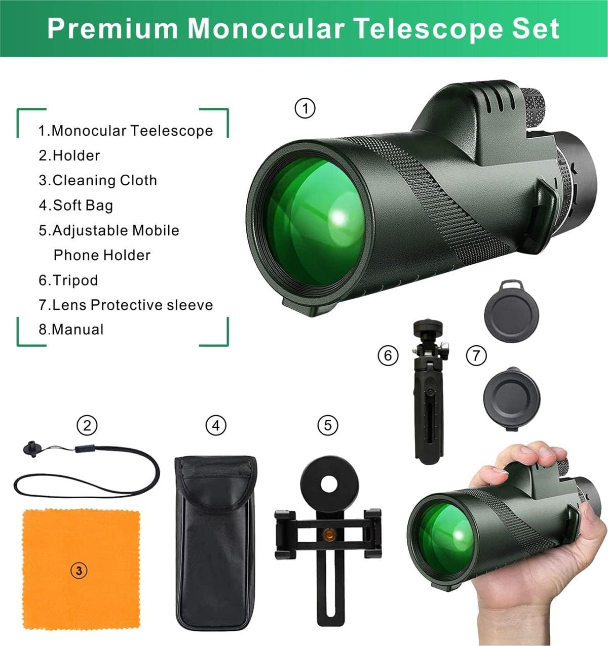 Monocular Telescope with BAK4 Prism and Tripod R727624