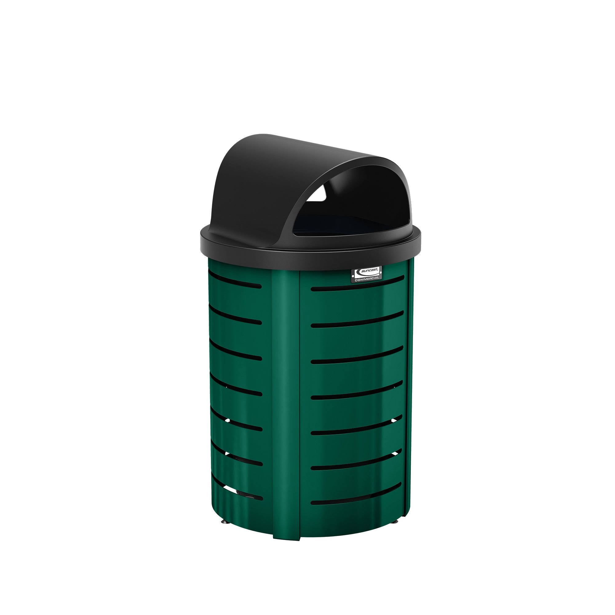 Green Metal Trash Can with Roto Molded Lid A6915