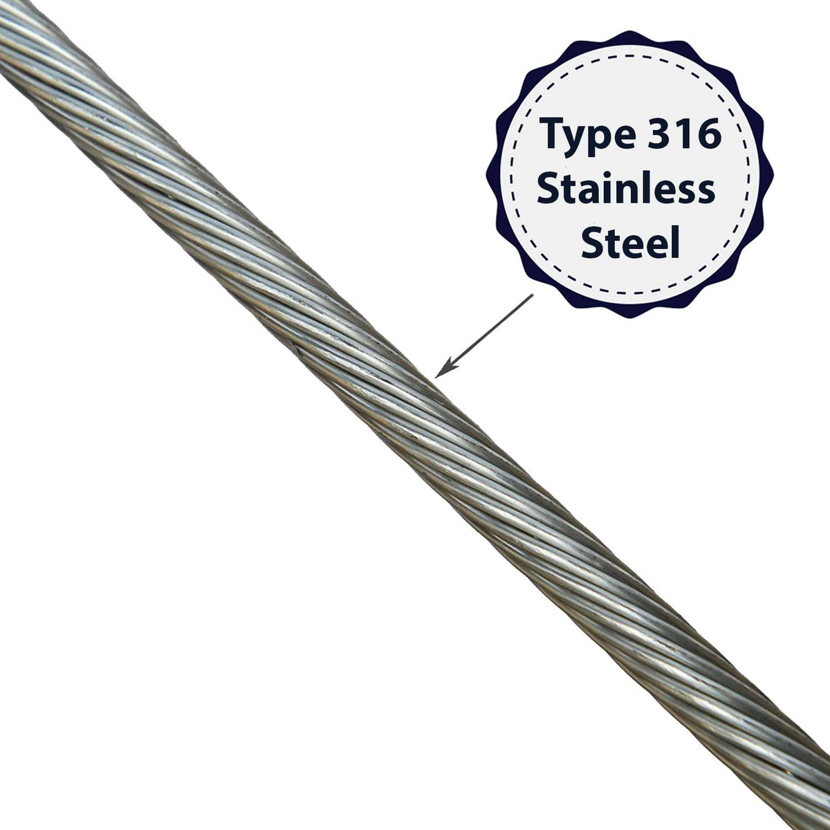 1/8 x 1000&, 1x19, Type 316 Stainless Steel Cable Reel J5198