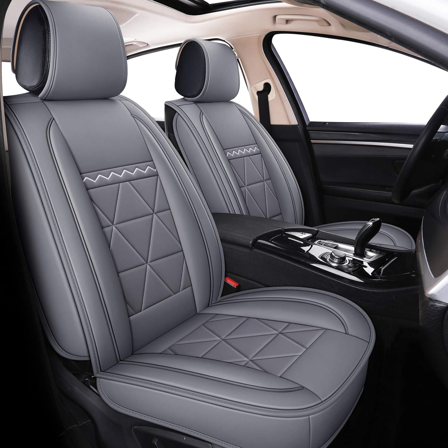2 PCS Black Waterproof Faux Leather Car Seat Covers Q3020