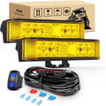 Amber LED Light Bar Pods 2PCS 6.5 Inch 60W Flood Spot Beam Combo Fog Driving Light Wiring Harness Kit S10472