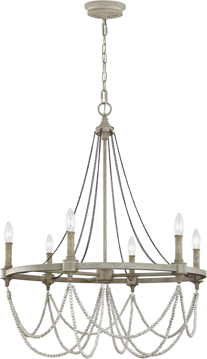 White 6-Light Candle Chandelier N2174