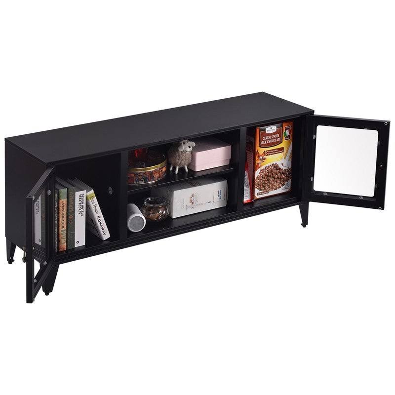 Black TV Stand with 3 Open Shelf and 2 Doors Q2200