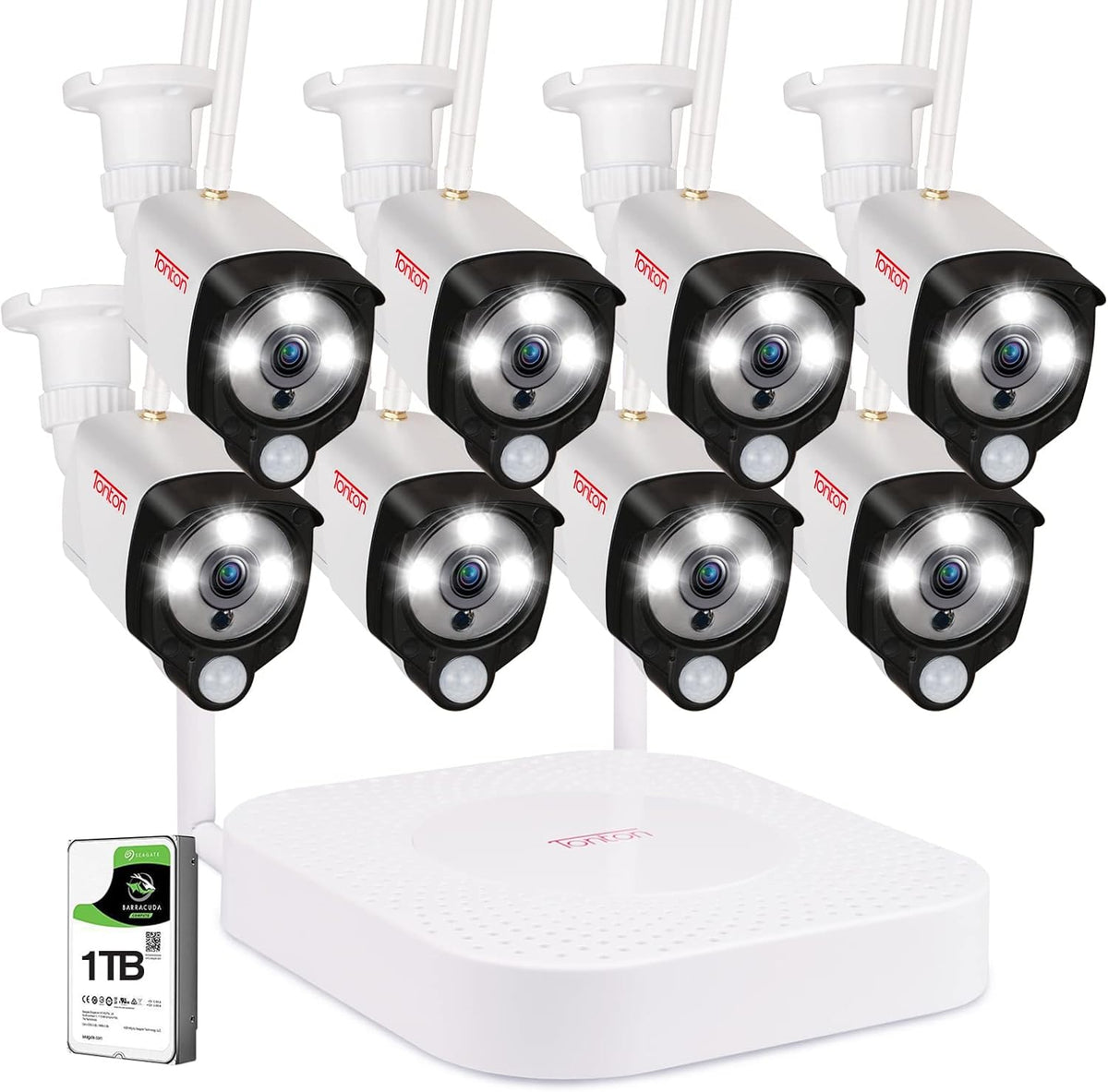 8CH NVR Security Camera System with 1TB HDD and 8PCS 3MP Outdoor Bullet Cameras J8014