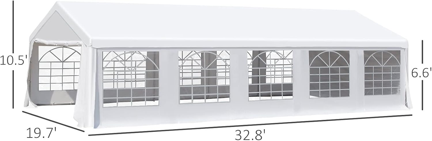 White Heavy Duty Carport Canopy with Removable Sidewalls and Windows P192688