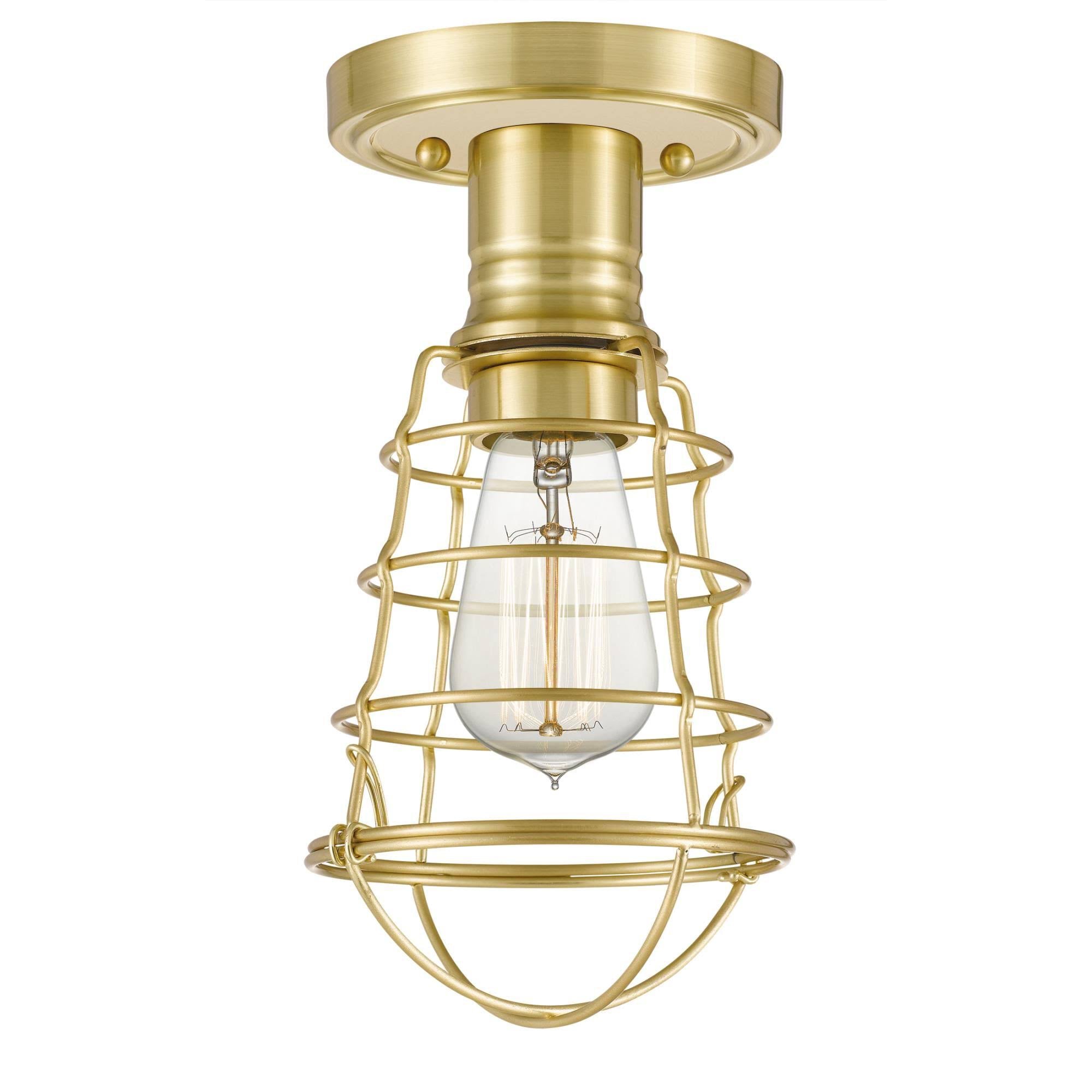 Satin Brass Semi-Flush Mount Light P51511
