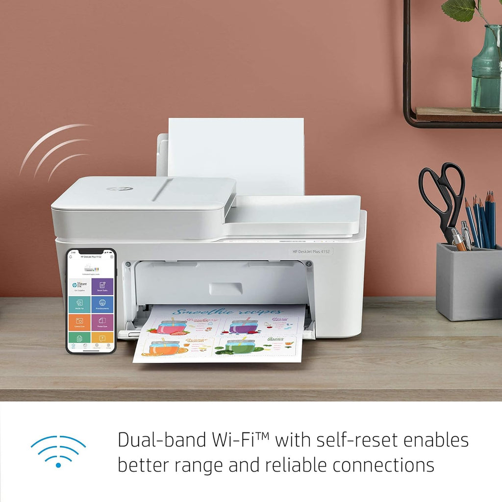 Renewed HP DeskJet Plus 4152 Wireless All-in-One Color Inkjet Printer T5926