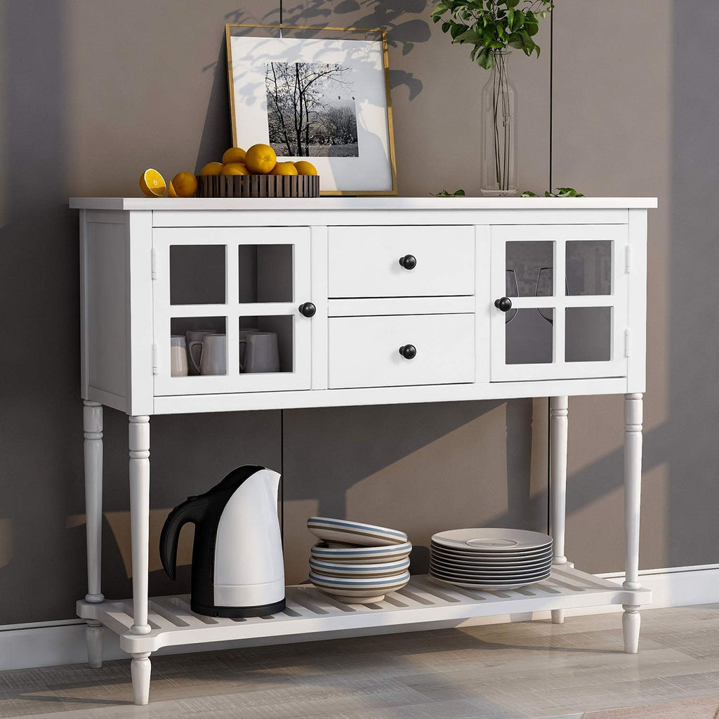 Antique Blue Console Table with Two Storage Drawers and Two Cabinets L62332