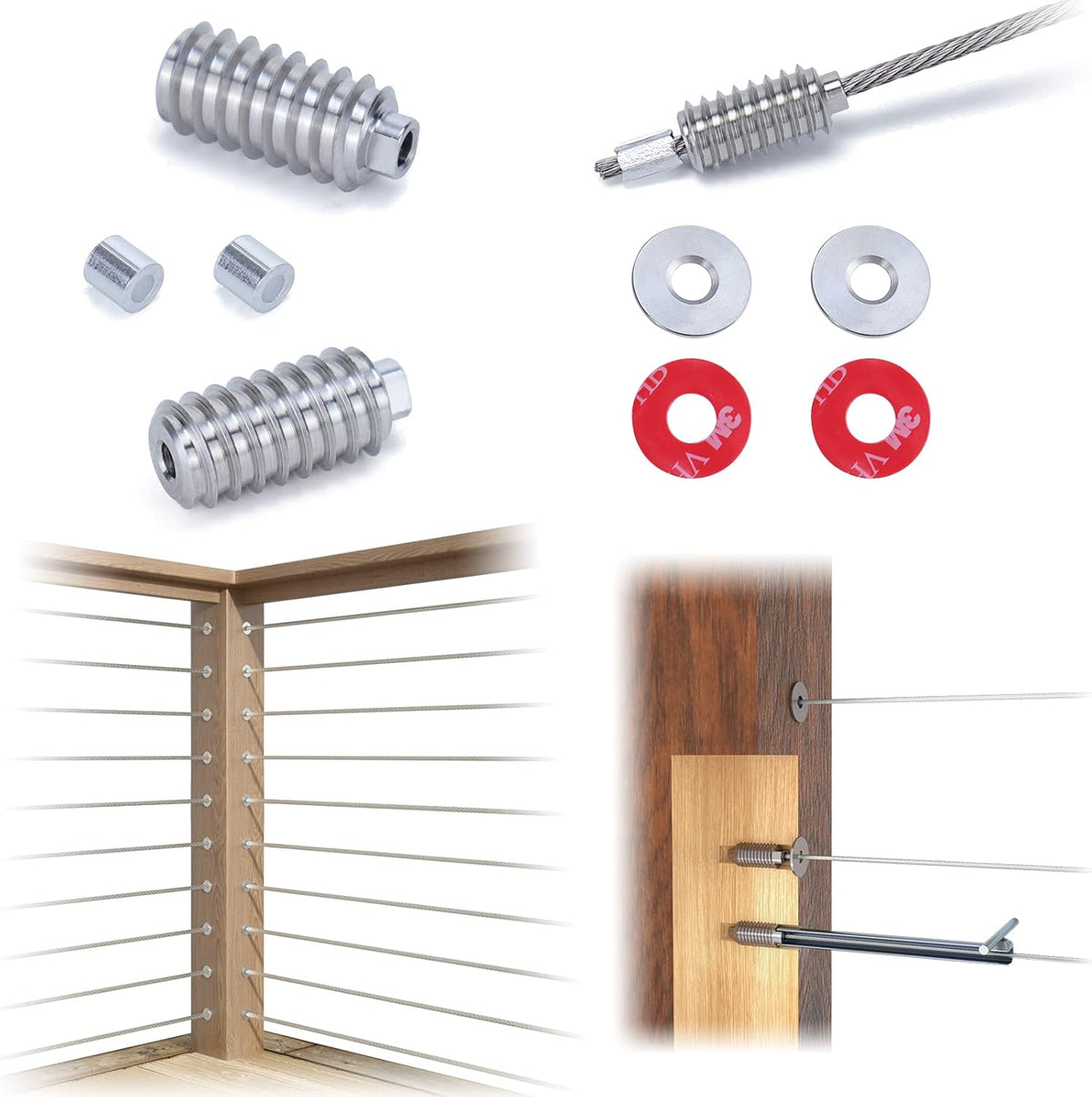 40Pack 1/8 Invisible Cable Railing Kit T316 Stainless Steel 20 Cable Line with Socket Wrench R104741