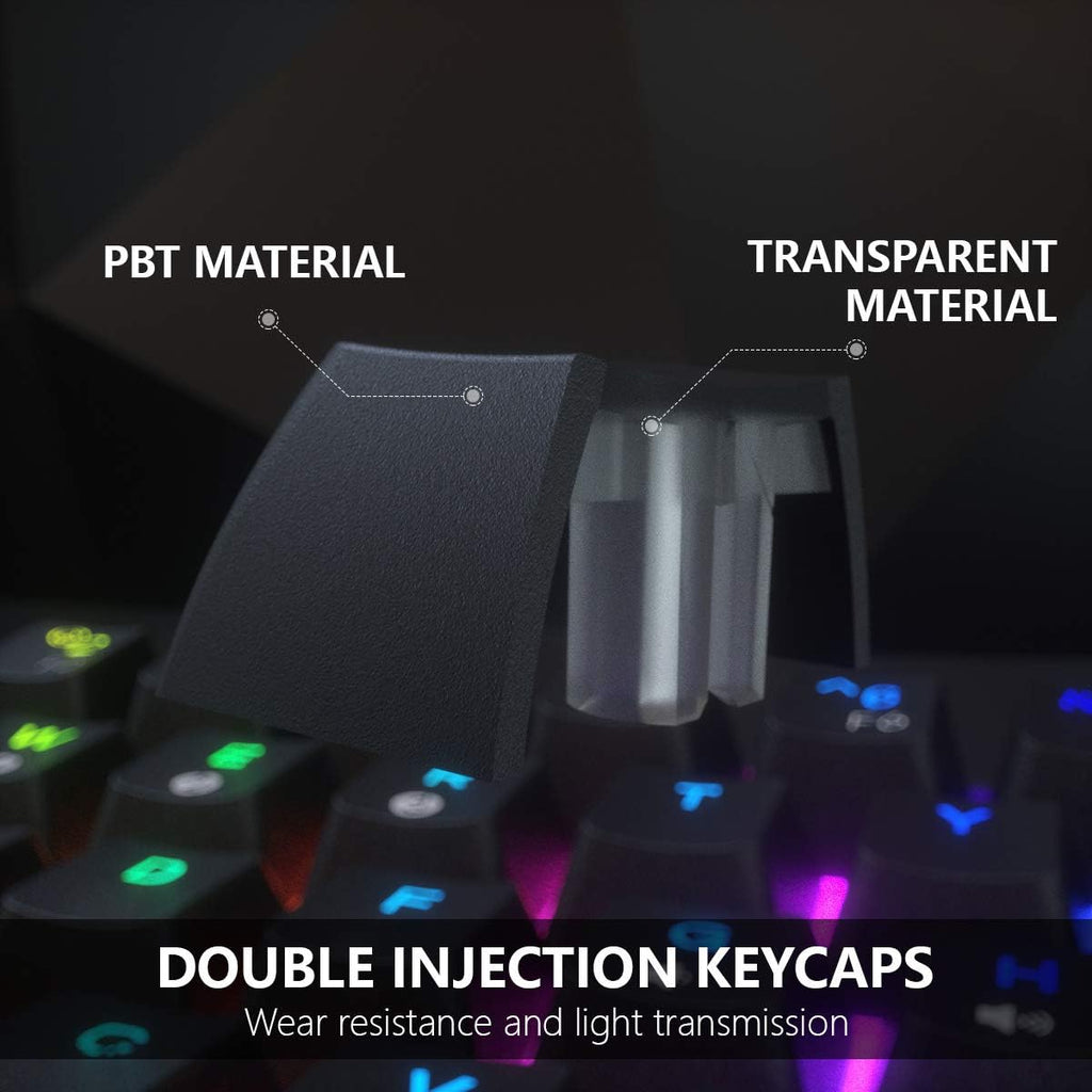 60% Mechanical Keyboard, RGB Backlit Wired PBT Keycap Waterproof Type-C Mini Compact 61 Keys, Pack of 2 H828