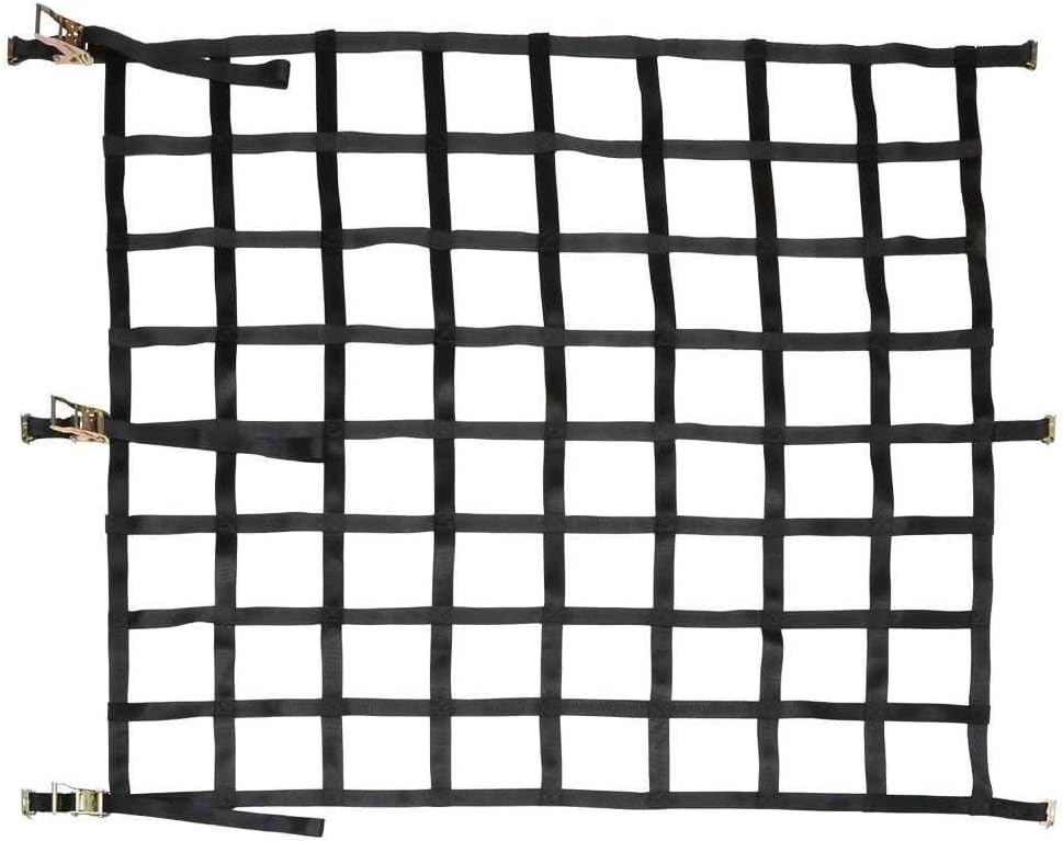 Heavy Duty Cargo Net with Ratchets and E-Track Fittings, 82 Inches by 82 Inches, 8 Inch by 8 Inch Holes N7818