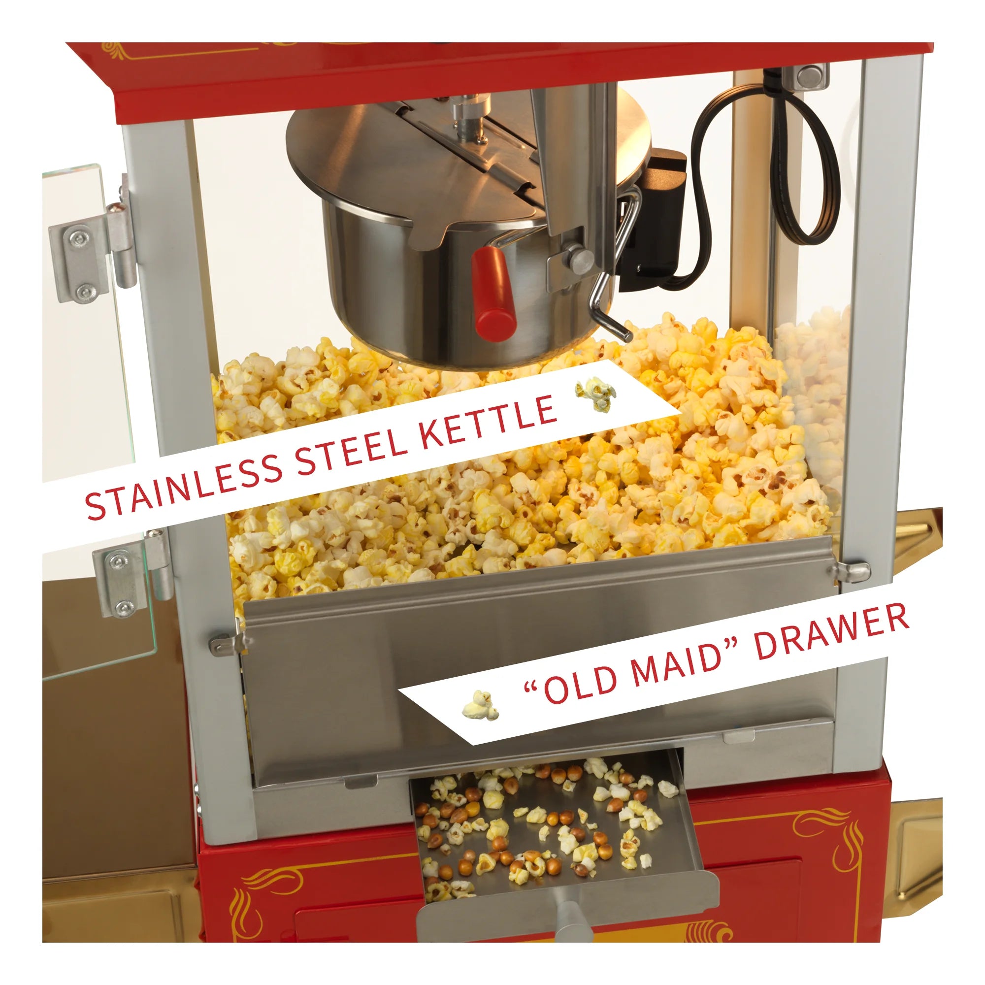 Red/Gold 8oz Popcorn Machine with Cart B15076
