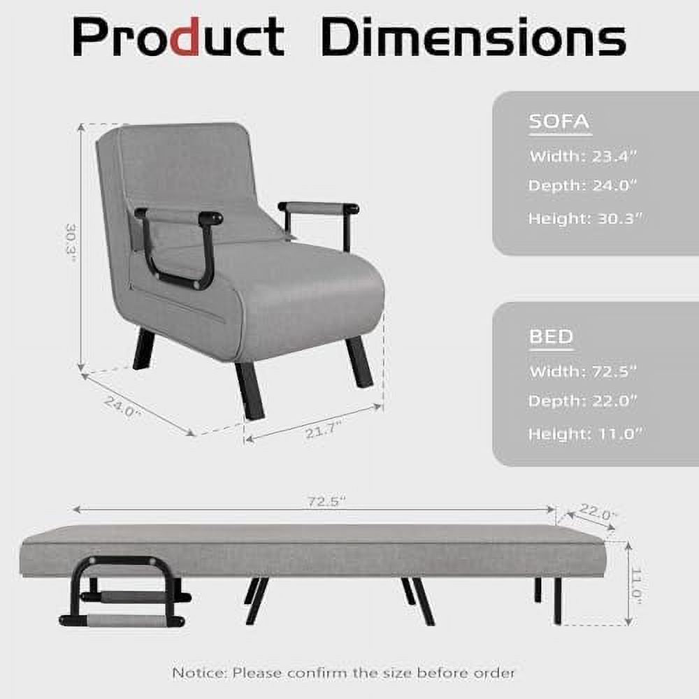 Sleeper Chair Bed Convertible Sofa Bed Folding Bed with Adjustable Backrest & Pillow Chaise Lounge Couch Futon Chair Couch J98278