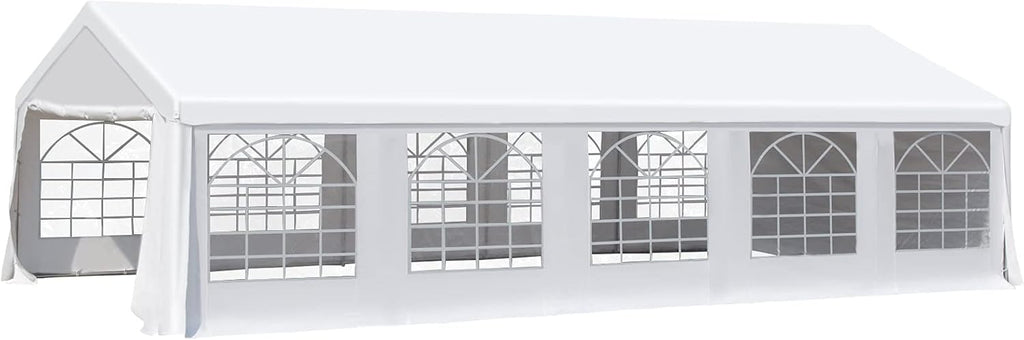 White Heavy Duty Carport Canopy with Removable Sidewalls and Windows P192688