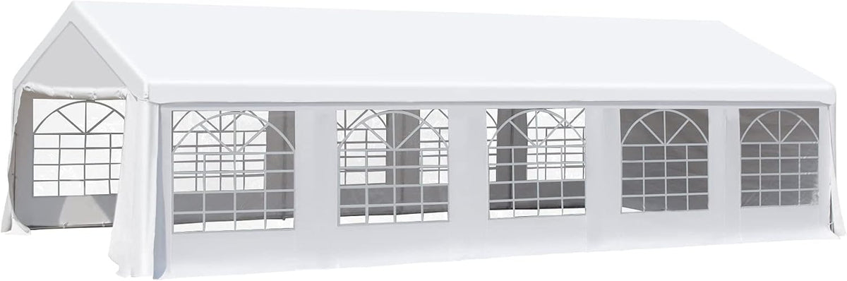 White Heavy Duty Carport Canopy with Removable Sidewalls and Windows P192688