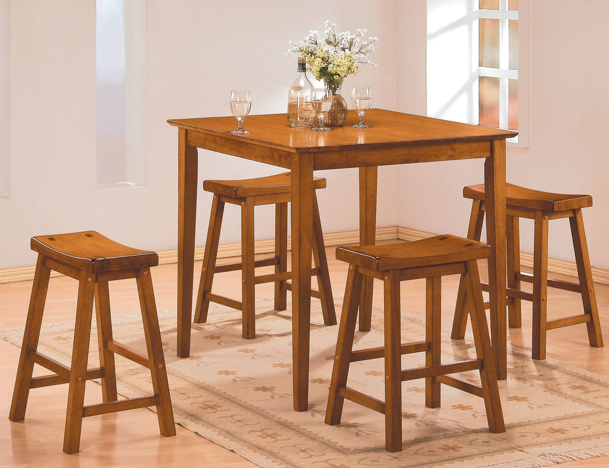 5-Piece Counter Height Dining Set, Oak Brown U239