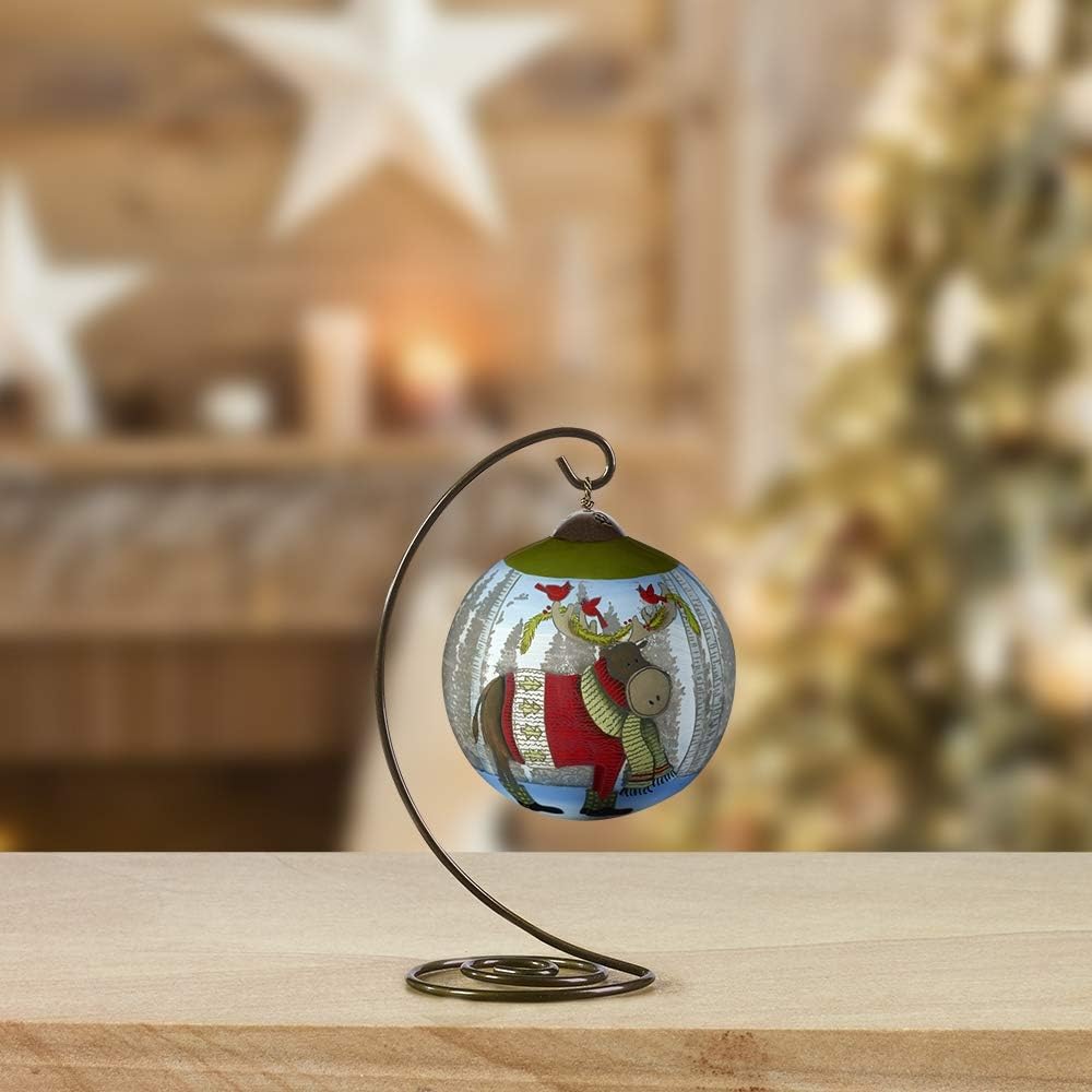 Moose with Cardinals On Antlers Ornament B47324