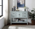 White and Brown 4 Drawers Storage Console Table with Cabinet and Shelf R179173