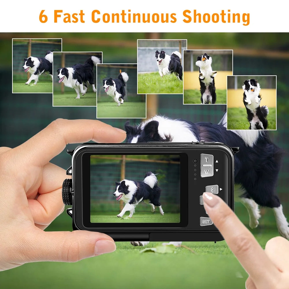 Black Waterproof Digital Camera 30 MP Full HD 1080P 16X Digital Zoom O7366