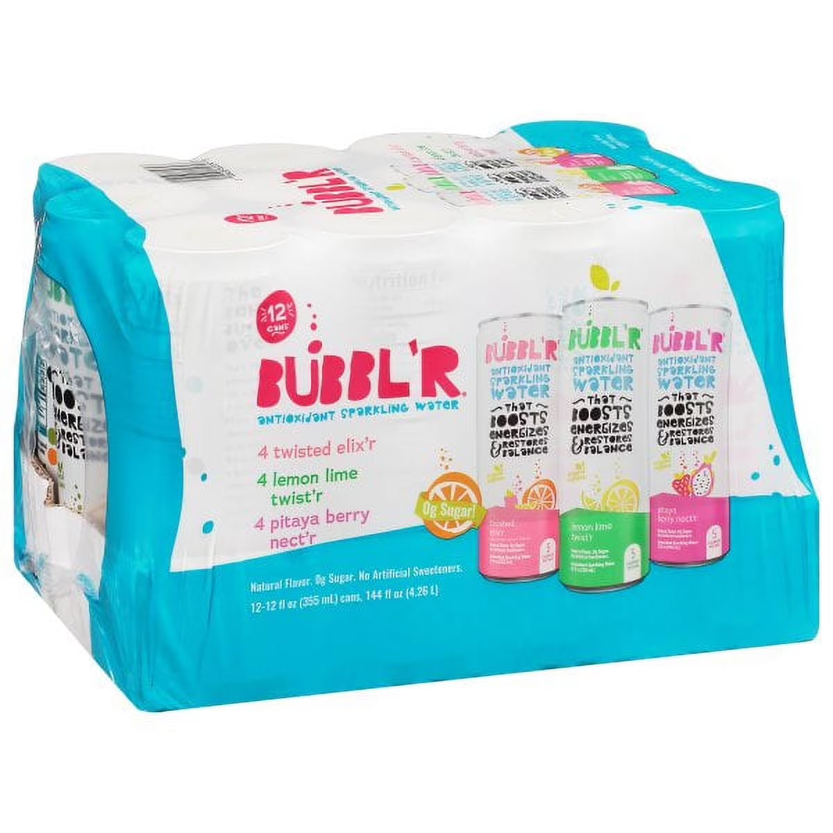 Antioxidant Sparkling Water Variety Pack, 12 fl oz, Pack of 12 U6150