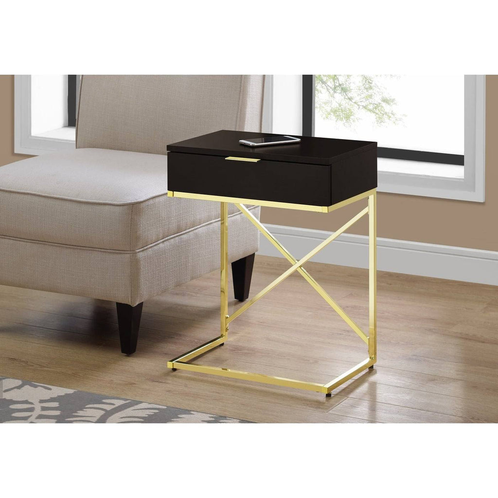 Cappuccino Gold Metal Accent Table E177