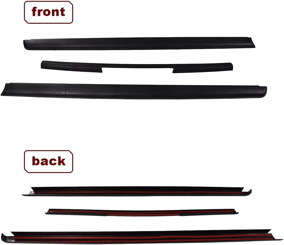 Bed Rail Caps Kit Replacement for Nissan Frontier King Black Smooth Finish Rear Tailgate Cap Moulding Cover 3pcs I74976