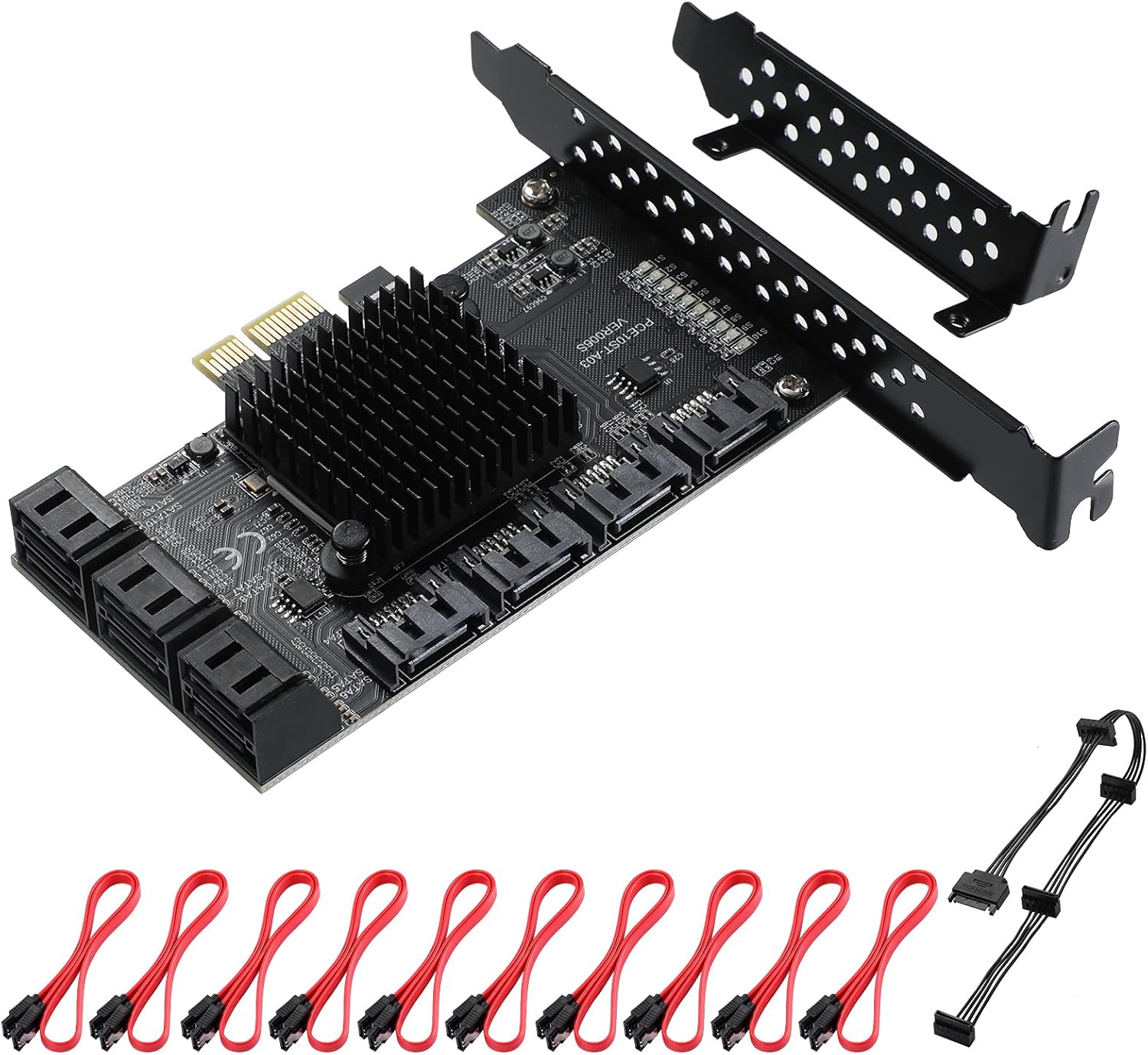 8 Port SATA 3.0 PCIe Card with 8 SATA Cables and Low Profile Bracket N925631