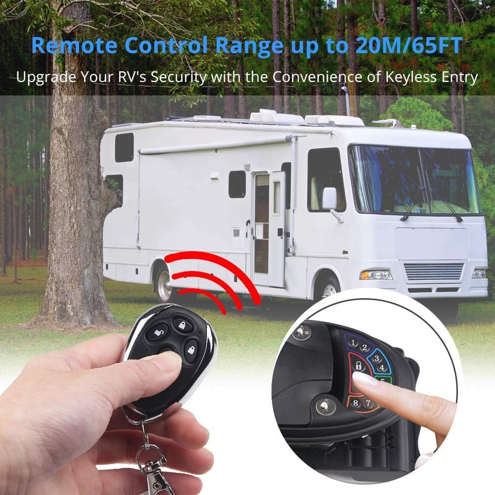 Black Zinc Alloy RV Keyless Entry Door Lock Handle Latch with Keypad R16128