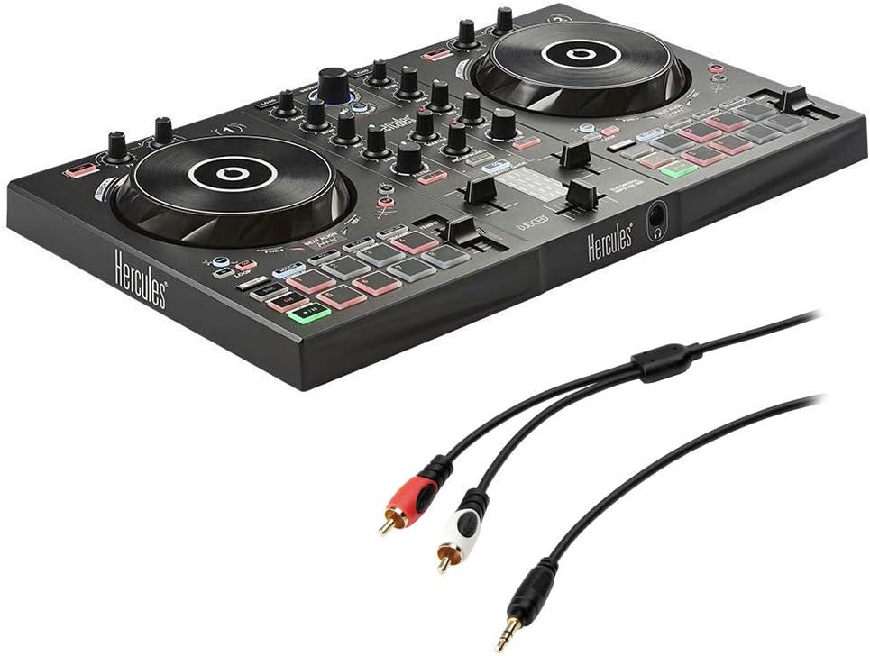 DJ Control Inpulse 300, Black with 8 Stereo Mini to Dual RCA Y-Cable (6') Bundle G4510