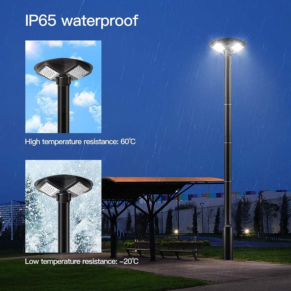 100W LED Solar Pole Light with 98 inch Pole IP65 Waterproof 6500K Auto Dusk to Dawn with Remote W608938