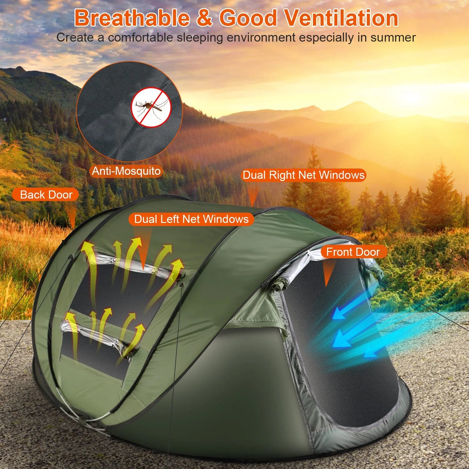Green Pop Up Dome Tent with Carry Bag B506