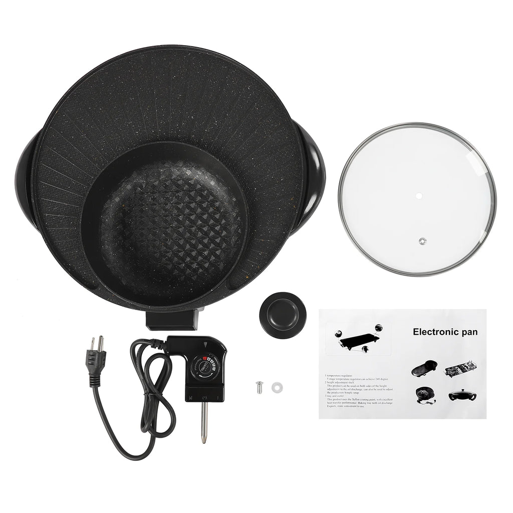 5L/5.28QT Electric Hot Pot Grill Combo with Lid Q717