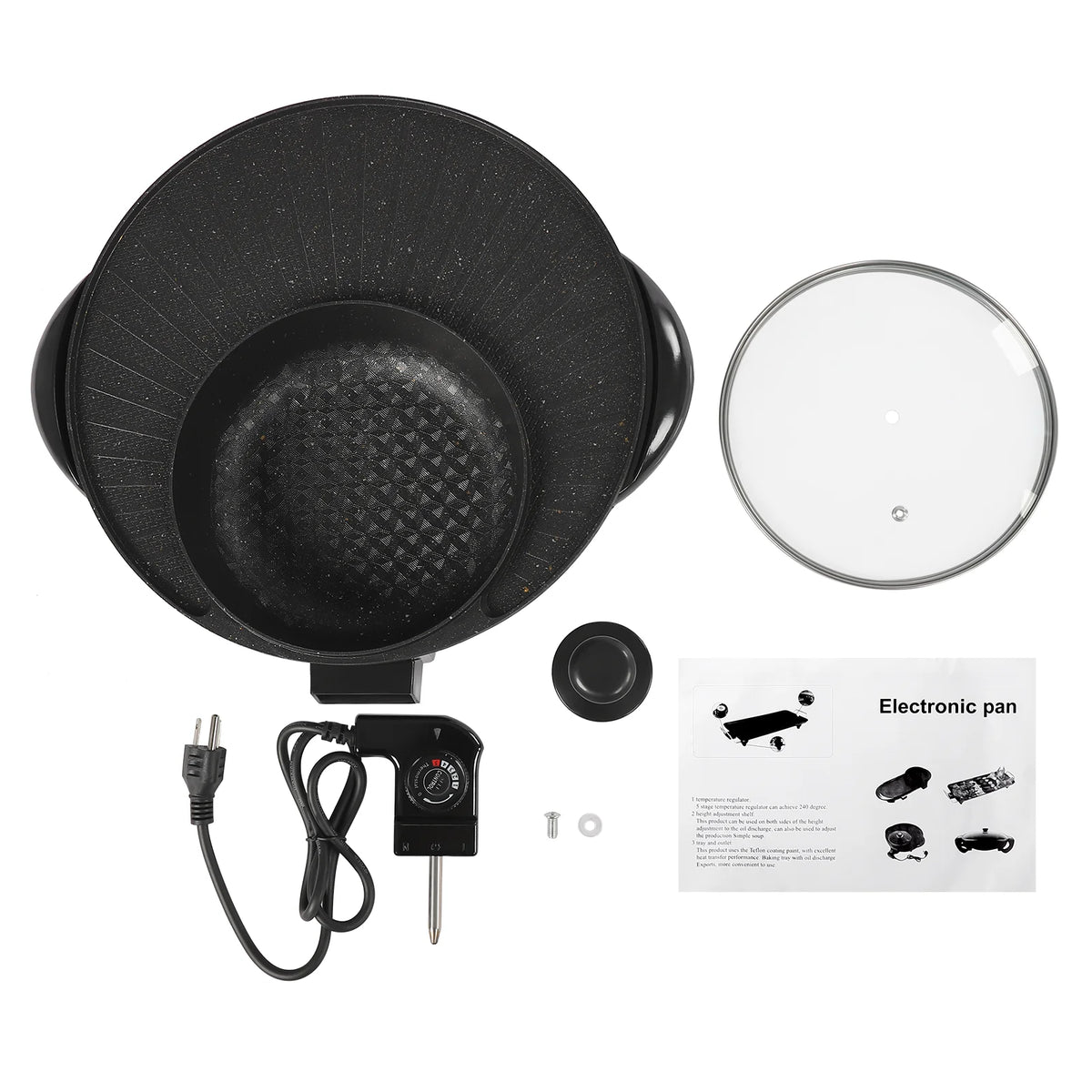 5L/5.28QT Electric Hot Pot Grill Combo with Lid Q717