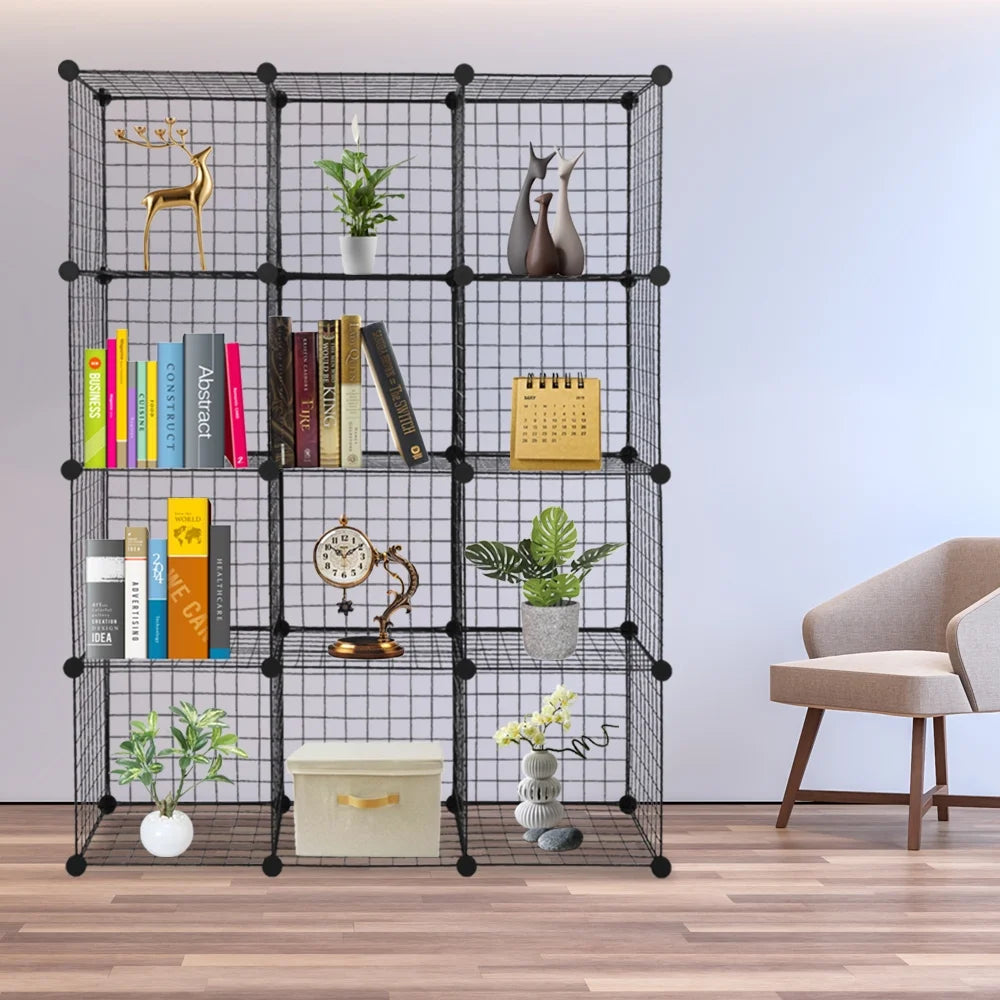 12-Cube Metal Wire Cube Storage Shelves C87466